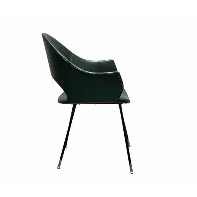 Vintage Chairs with Round Backrest in Green Skay, 1970s, Set of 4 For Sale - Image 9 of 12