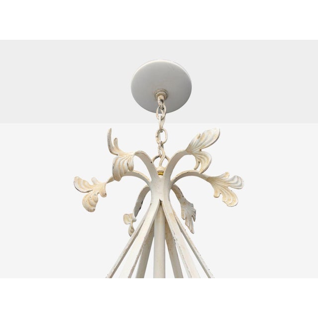 Mid Century Modern, White Painted Iron, Large Chandelier, Usa, 1960s For Sale - Image 9 of 10