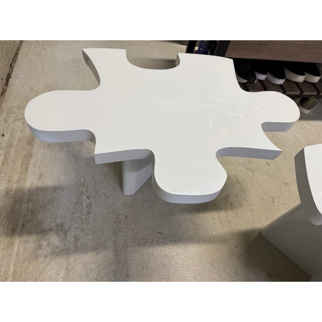 2010s Custom White Lacquer Low Tables For Sale - Image 5 of 5
