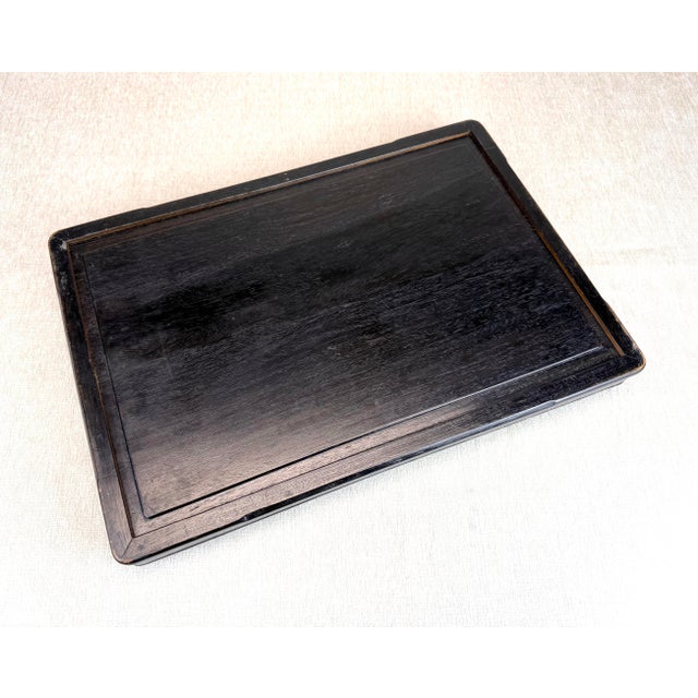 Brown Early 20th Century Japanese Silver-Mounted Zitan Wood Tea Serving Tray For Sale - Image 8 of 12
