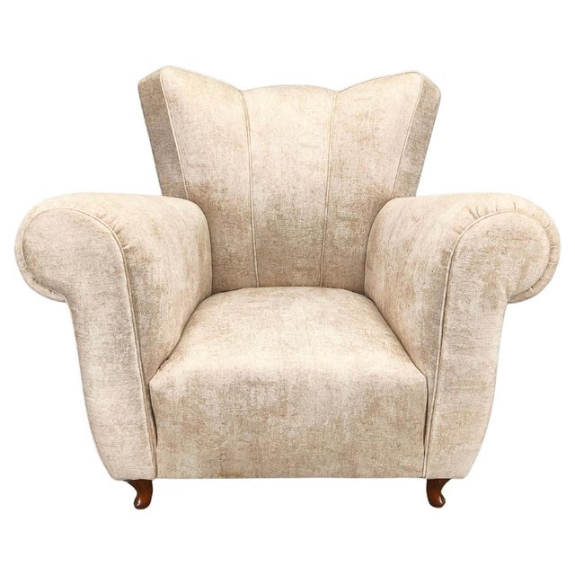 Mid-Century Italian Velvet Lounge Armchair, 1950s For Sale - Image 10 of 10