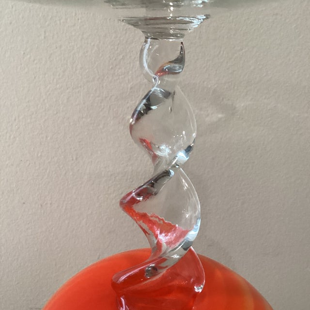 Mid 20th Century Modern Handblown Art Glass Vase With Swirling Pedestal, Italy For Sale - Image 9 of 12