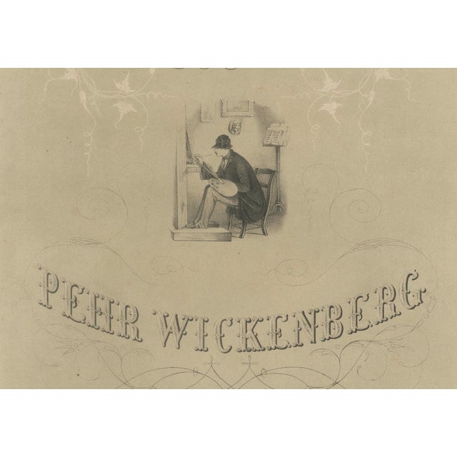 Black Pehr Wickenberg, Swedish Romantic Painter Portrait, 1850, Lithograph For Sale - Image 8 of 10