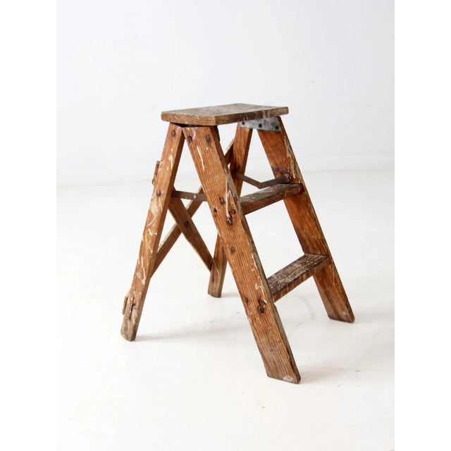 Brown Vintage Wood Step Ladder For Sale - Image 8 of 9