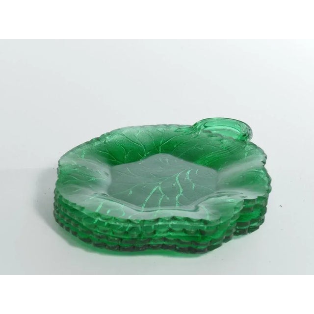 Aesthetic Movement Emerald Green Glass Leaf Plates, Set of 4 For Sale - Image 10 of 13
