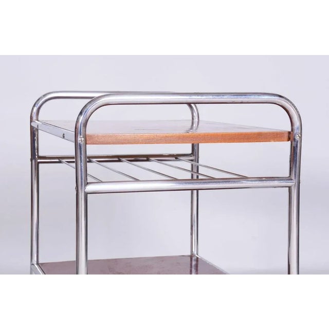 Brown Bauhaus Side Table in Chrome-Plated Steel, Former Czechoslovakia, 1930s For Sale - Image 8 of 10