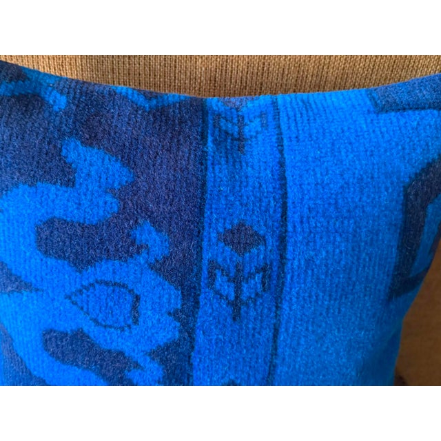 Electric Blue Vintage Turkish Rug Pillow 18x18 For Sale - Image 12 of 13