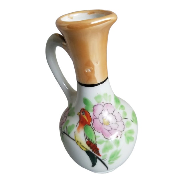 1970s Hand Painted Small Vase Made in Japan For Sale