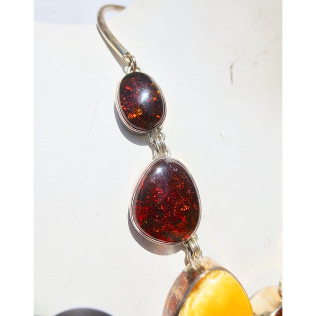 Scandinavian Modern Amber and Silver Necklace For Sale - Image 4 of 8