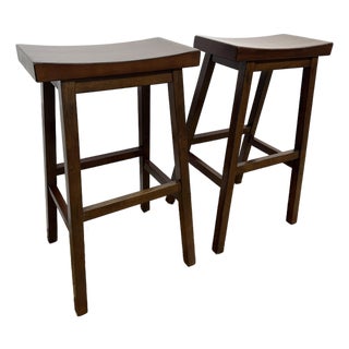 Pottery Barn Tibetan Bar Stools, Pair For Sale