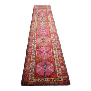 1970s Vintage Hand Knotted Tribal Kurdish Runner - 2'10' X 13'7' For Sale