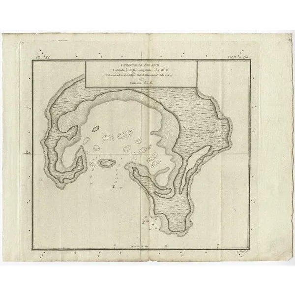 Antique map Kiribati titled 'Christmas Island (\.)'. Antique map of Christmas Island, also known as Kiritimati. Originates...
