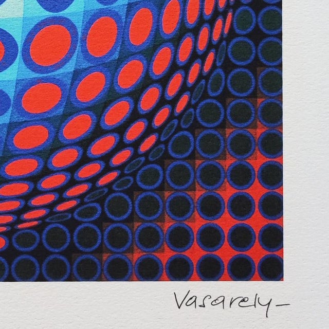 Blue Victor Vasarely, Spadem-Paris, 1970s, Lithograph on Paper For Sale - Image 8 of 10