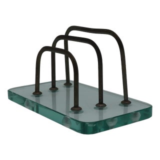 Mid-Century Modern Glass and Burnished Metal Letter Rack from Fontana Arte, 1950s For Sale
