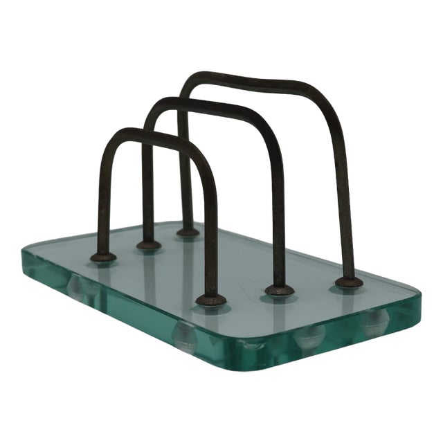 Mid-Century Modern Glass and Burnished Metal Letter Rack from Fontana Arte, 1950s For Sale