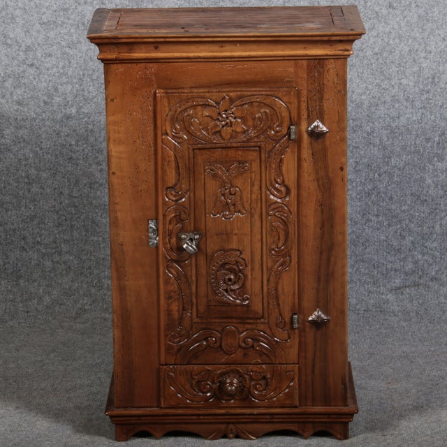 Wood Small Antique Baroque Walnut Wall Cabinet, 1750s For Sale - Image 7 of 18