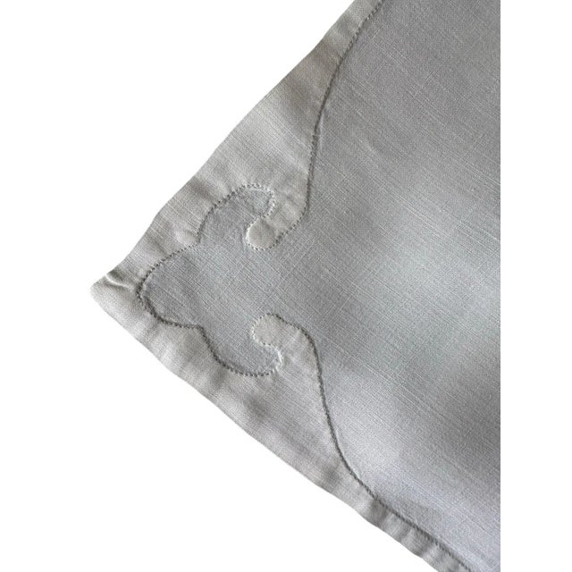 White Vintage French Cotton Napkins, Set of 5, Hand Embroidered Corner Motif, Heirloom Trousseau Napkins, Soft White Napkins, Fine Table Linen For Sale - Image 8 of 9