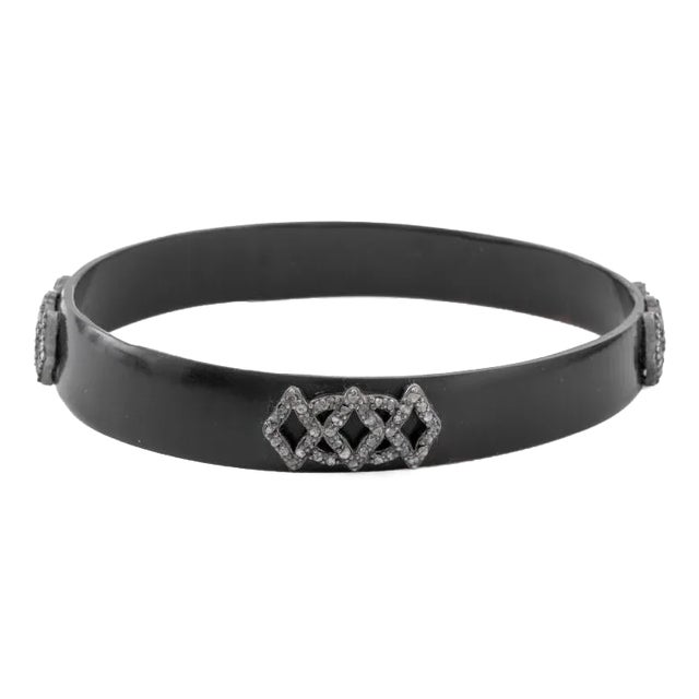 Antique Composite 925 Diamond Mourning Bangle For Sale