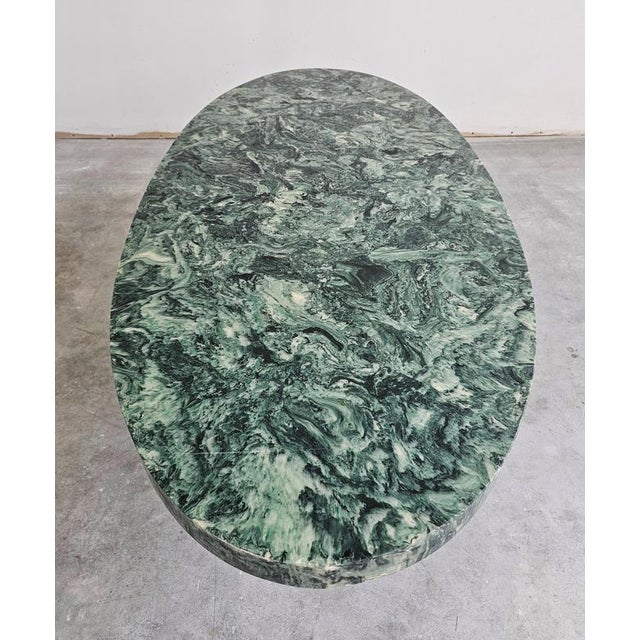 Vintage Oval Coffee Table with Green Top in style of Florence Knoll, 1980s For Sale - Image 4 of 11