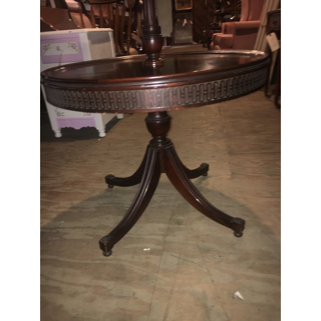 Vintage Leather Top 2 Tier Dumbwaiter Round Side Table ...