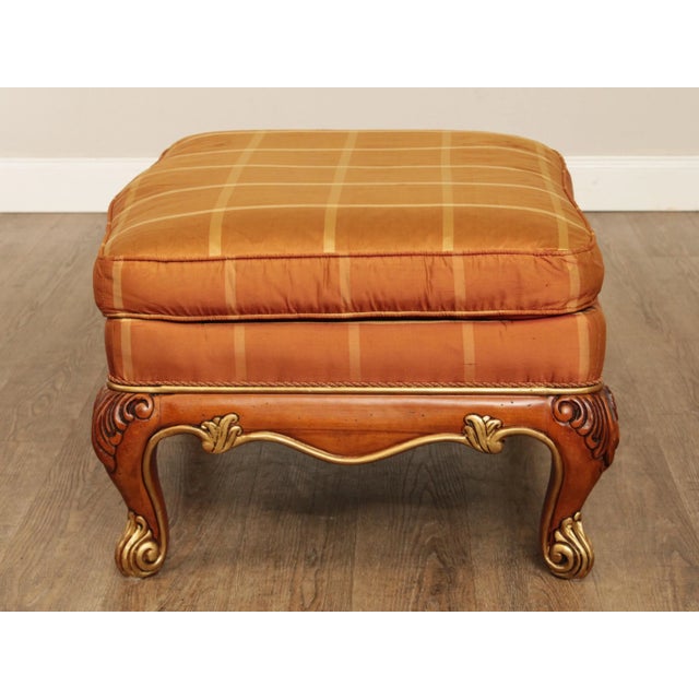 Henredon French Louis XV Style Carved Partial Gilt Ottomans - A Pair For Sale - Image 10 of 13