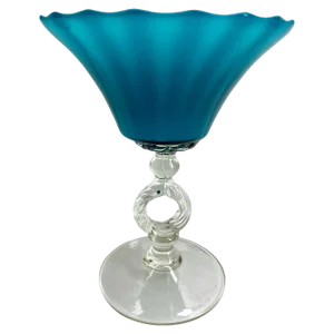 Empoli Florence Bonbonière on Foot in Opaline Glass, Italy, 1964