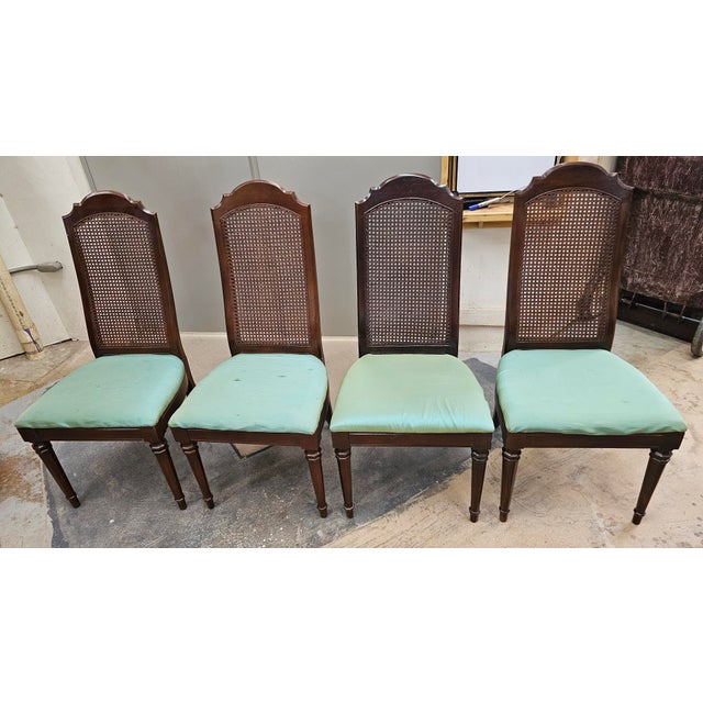Mid 20th Century Refinished Walnut and Cane Back Dining Chairs- Set of 6 For Sale - Image 15 of 15