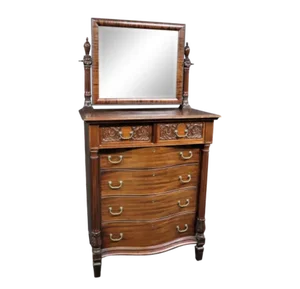 Victorian Carved Mahogany Serpentine High Chest