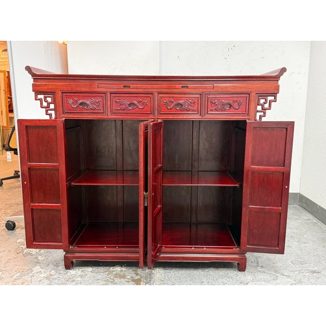 Red Asian Rosewood Cabinet For Sale - Image 8 of 12