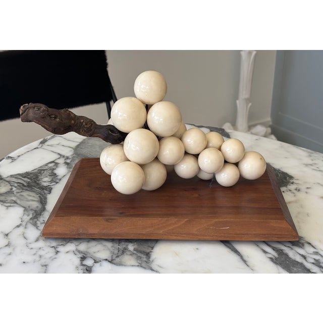 Large Scale Mid-Century Grape Cluster Sculpture Mounted to Wood Base For Sale - Image 12 of 18