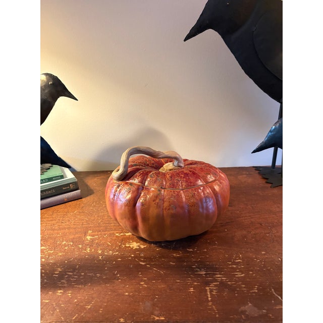 1990s Vintage Handmade Pumpkin Covered Tureen Patricia Garrett For Sale - Image 5 of 7