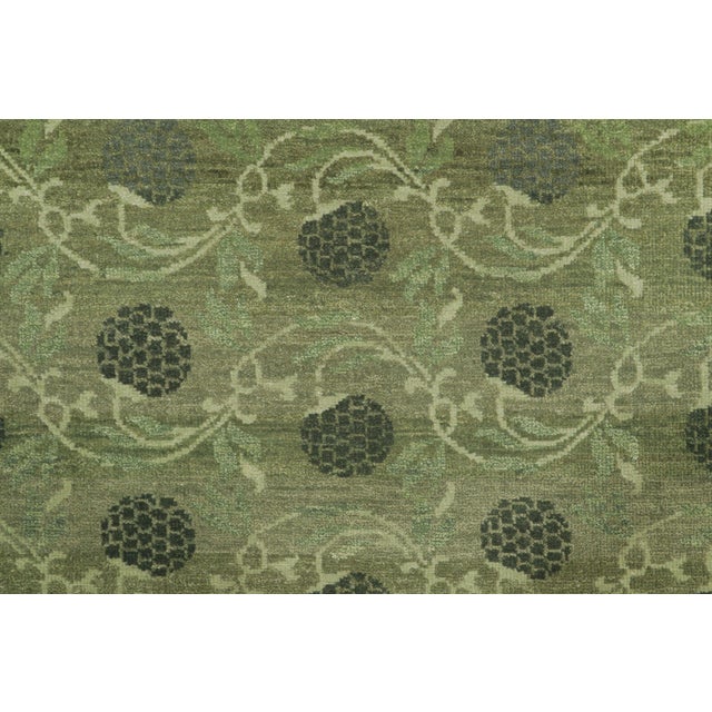 Contemporary Contemporary Block Print Floral Wool Runner by Rug & Kilim, India For Sale - Image 3 of 8