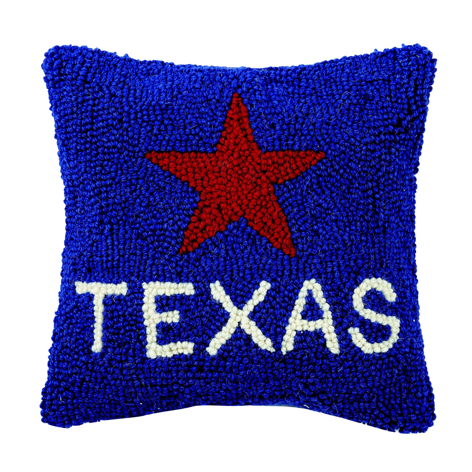Texas Star Hooked Wool Pillow, 10" x 10" Chairish