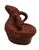 Reddish brown color wicker basket with top lid shaped as a ram's head with bighorns. Interior of bottom of basket measures...