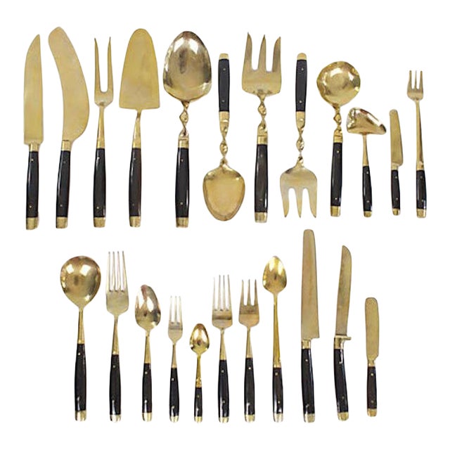 MidCentury Bronze Flatware Set, 99 Pieces Chairish