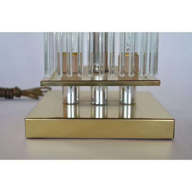 Pair of Sciolari Brass and Glass Rod Table Lamps For Sale - Image 4 of 8