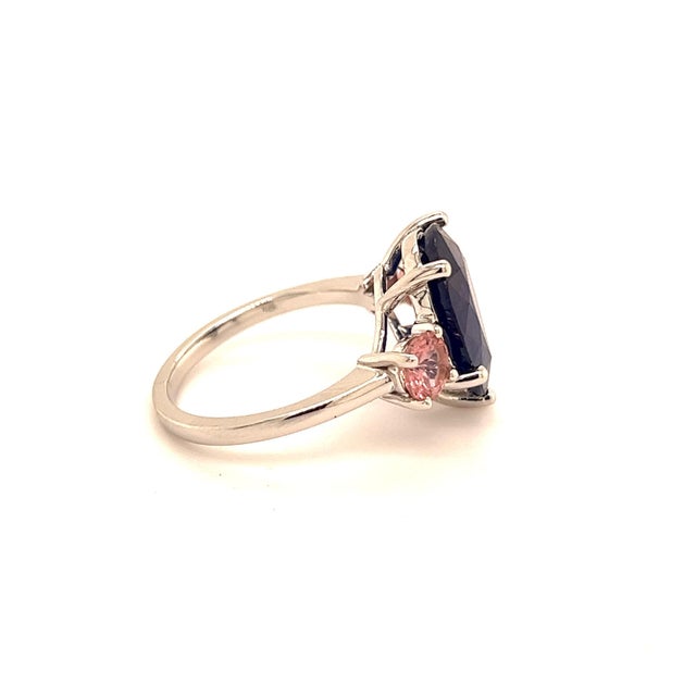 Natural Sapphire Diamond Ring 7 14k W Gold 6.16 TCW Certified For Sale - Image 10 of 12