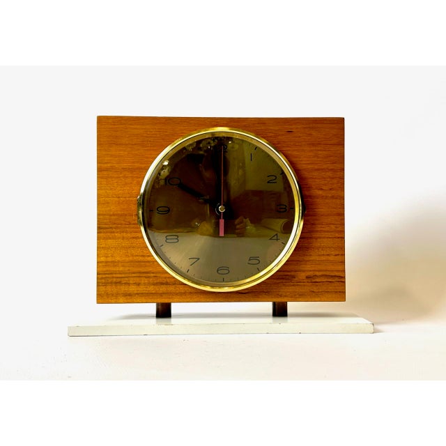 Mid-Century Modern Teak and Brass Table Clock from Emes, 1960s For Sale - Image 17 of 17