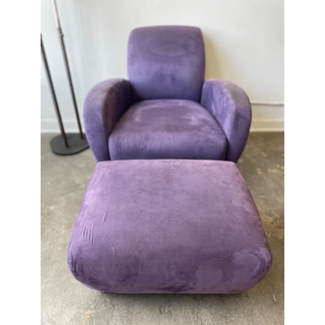 Purple 1980s Postmodern Purple Chair & Ottoman For Sale - Image 8 of 10