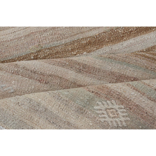 Turkish Vintage Kilim Stripe Runner in Earth Tones 2'5" X6'4" For Sale - Image 16 of 17