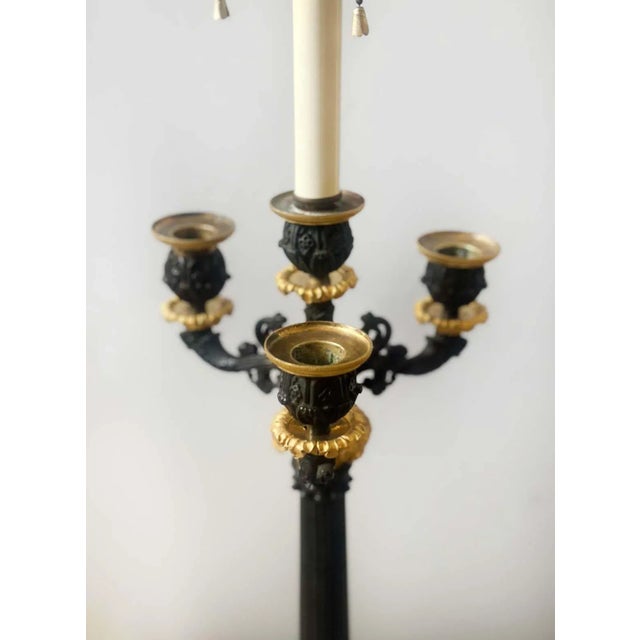 French Pair of French 19th Century Empire Candelabras Converted to Lamps For Sale - Image 3 of 4