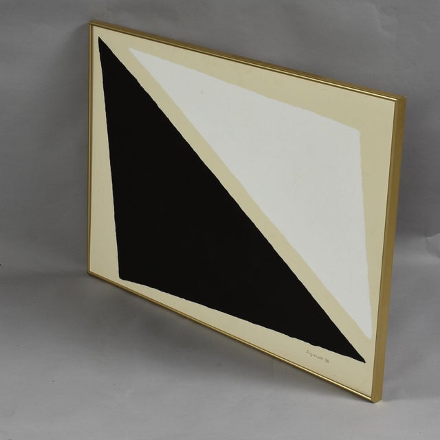 1988 Black and White Geometric Colorfield Painting Signed Figuerdo For Sale - Image 11 of 13