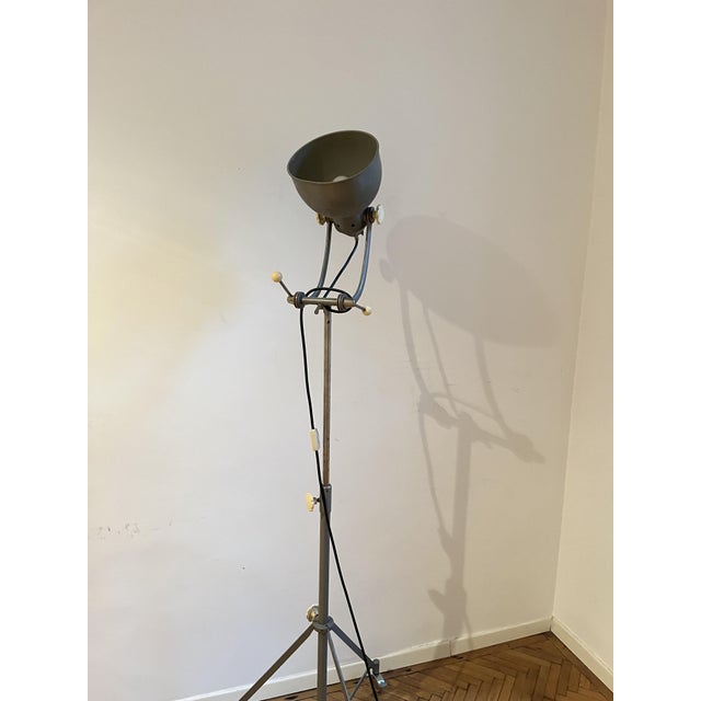 Mid-Century Modern Vintage Industrial Floor Lamp on Tripod Base from Bundeswehr, 1960s For Sale - Image 3 of 14