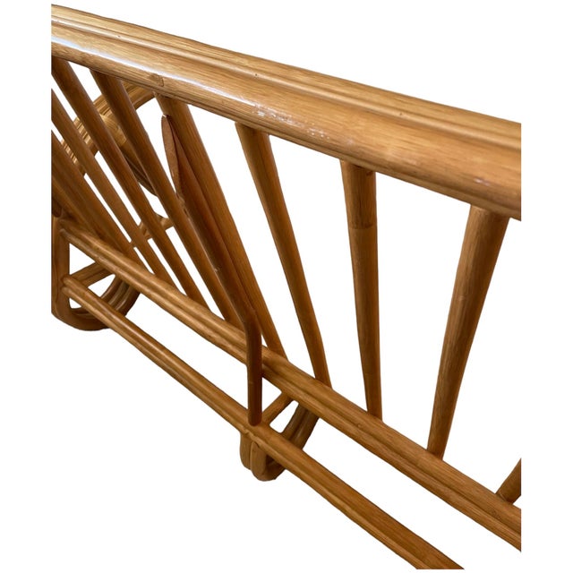 1970s 1970s Vintage Paul Frankl Style Rattan 3/4 Pretzel Sofa For Sale - Image 5 of 11