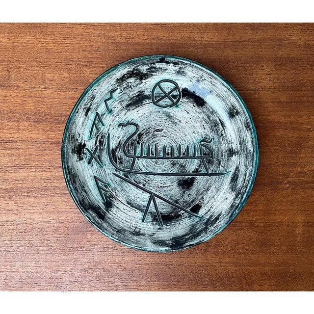 Mid-Century Handmade Ceramic Wall Plate with Viking Designs from Arol, Norway, 1960s For Sale - Image 6 of 15