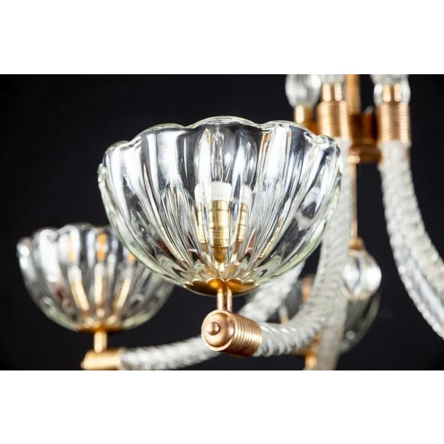 Italian Art Deco Chandelier from Barovier & Toso, 1940s For Sale - Image 6 of 15