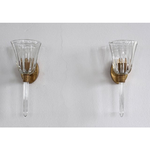 Vintage Italian Wall Sconces in Murano Crystal Glass and Brass, 1990s, Set of 2 For Sale - Image 11 of 18