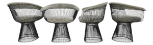 Warren Platner for Knoll Black Frame Dining Chairs in Kelly Wearstler Upholstery, Attributed - Set of 4