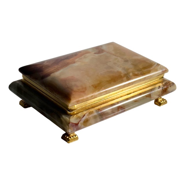 Italian Onyx Jewelry Box, 1970s For Sale