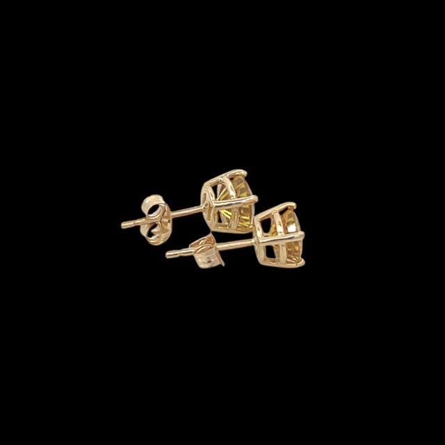 Yellow Natural Sapphire Stud Earrings 14k Yellow Gold 1.7 TCW Certified For Sale - Image 8 of 14